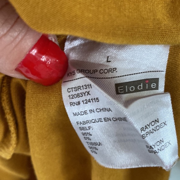 ELODIE mustard yellow tee shirt bodysuit thong top short sleeve L large - Picture 3 of 5